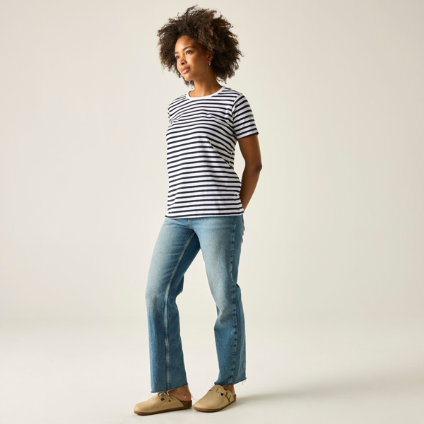 Regatta Womens Bayletta Striped T-Shirt - White/Navy