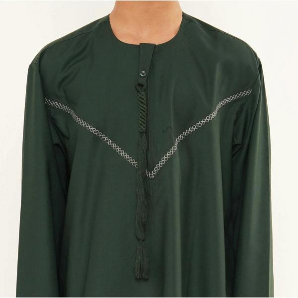 HM10 - Boy's Thobe Emirati Omani Zipped Jubba - Green - Thobez - 10