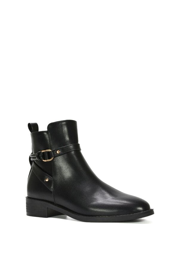 XY LONDON Ankle Boots Buckle Strap Low Heel Chelsea