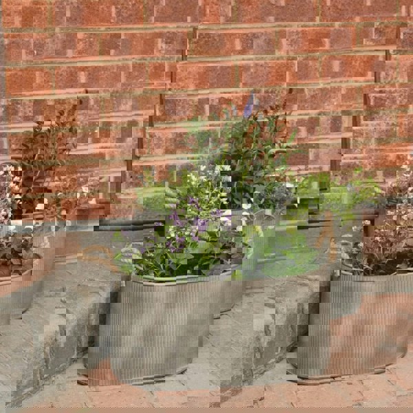 Ivyline Outdoor Galvanised Rope Handle Trough Set of Two