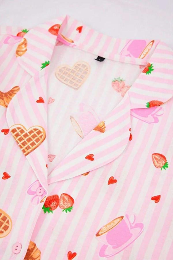 WOVCOR 2-Piece 100% Cotton Patterned Knitted Pajama Set