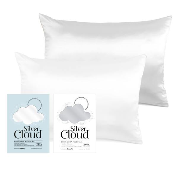 Silver Cloud Beauty Silver Cloud White & Silver Satin Pillowcase Twinpack