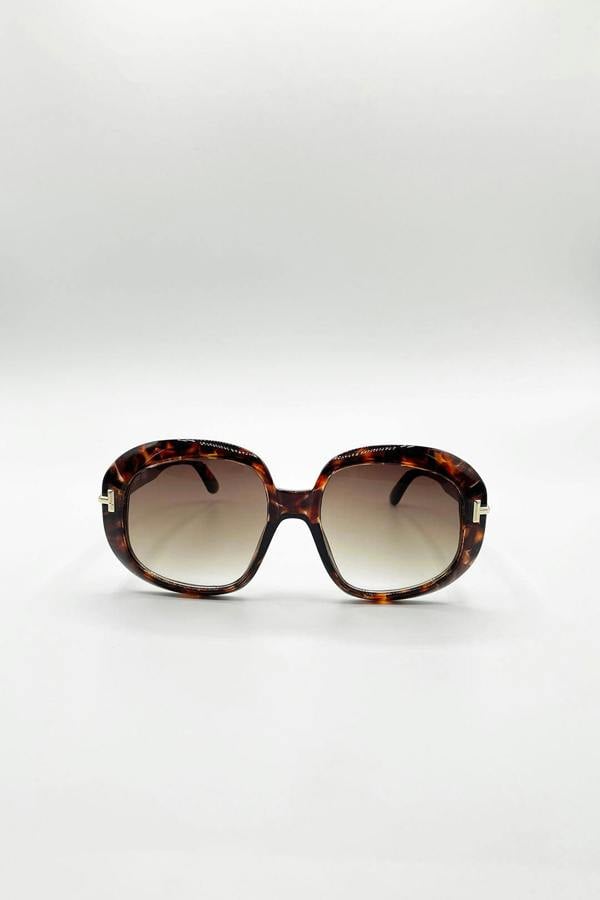 SVNX Bold Round Oversized Sunglasses In Tortoiseshell