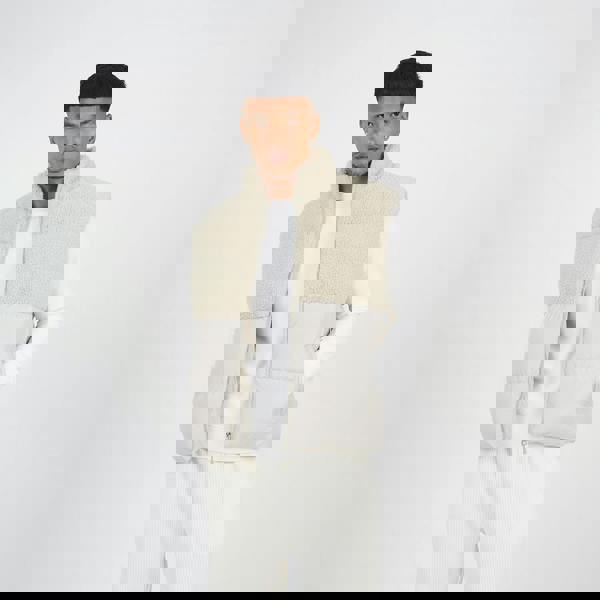 Brave Soul Stone Funnel Neck Borg Panel Gilet - Stone Image 1