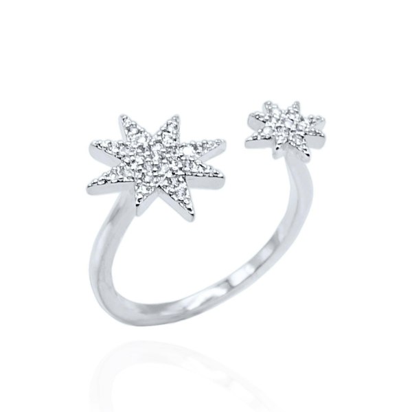 Luna Charles Astrid Double Star Ring - 925 Sterling Silver