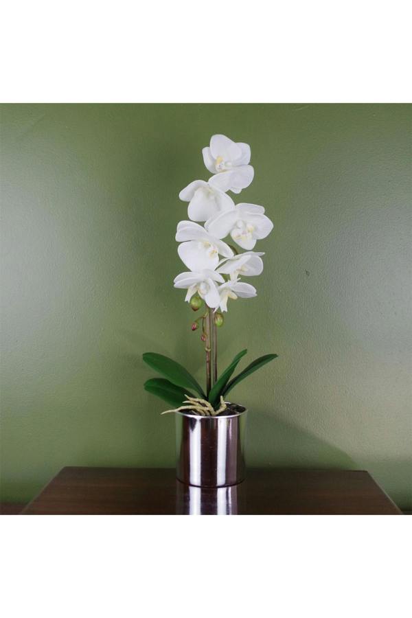 Dyzi 46cm Real Touch Artificial Orchid with 7 Flowers in Decorative Pot