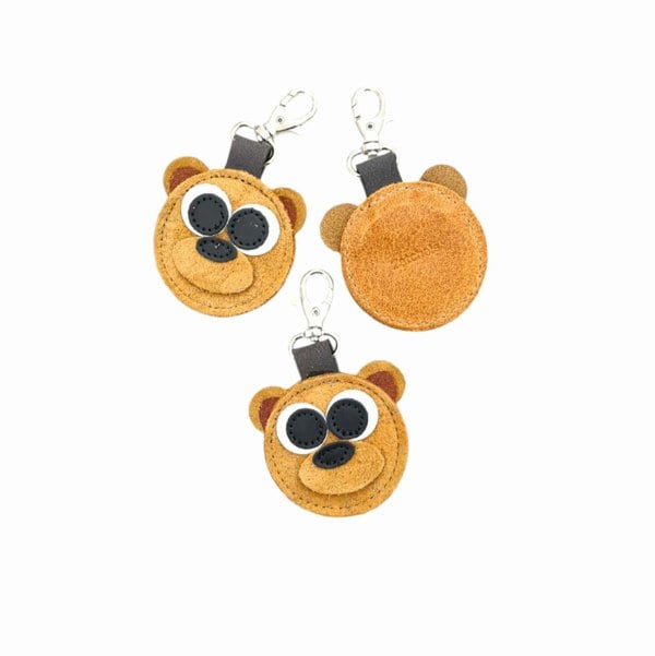 Zatchels Brown Bear Handmade Tannery Leather Bag Charm