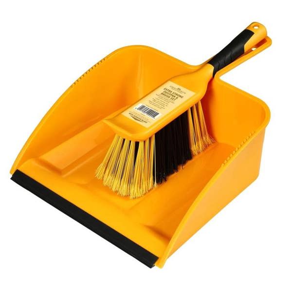 Groundsman Heavy Duty Dustpan and Brush Set - Yellow/Black - 