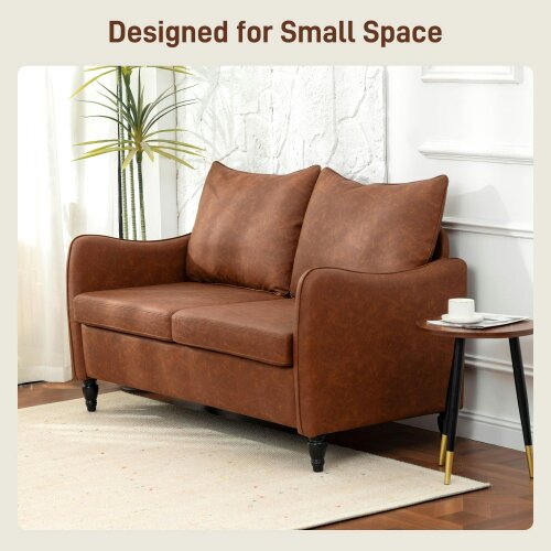Wyld Haus Mipa Brown  Faux Leather Marble Effect 2 Seater Sofa