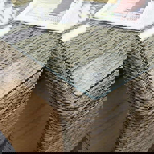 Rowlinson Natural Weave Rattan Corner Dining Set | Adjustable Height Table | 5 Piece