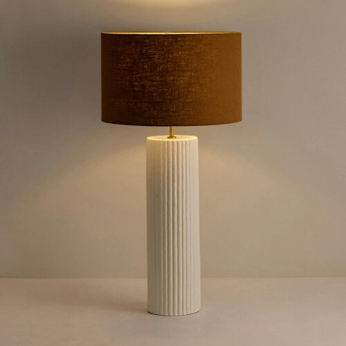 Wyld Haus Verona Ochre Ceramic Ribbed Ceramic Table Lamp