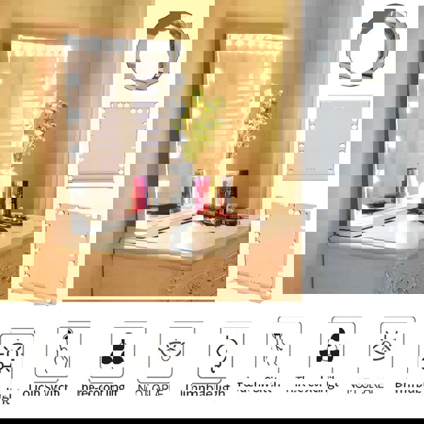 Living and Home 3 Lighting Modes & Touch Screen Control Hollywood Vanity Mirror Tabletop Cosmetic Mirror For Bedroom