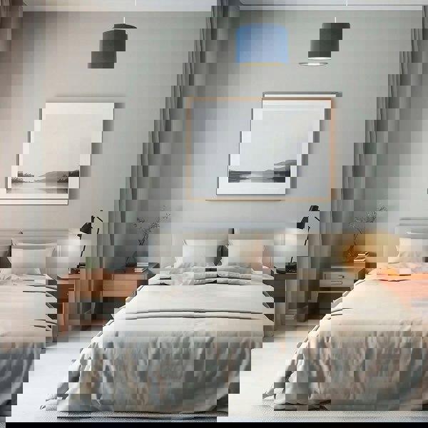 Navy Midnight Blue Lamp Shade in Linen Fabric with Gold Resin Inner Image 7