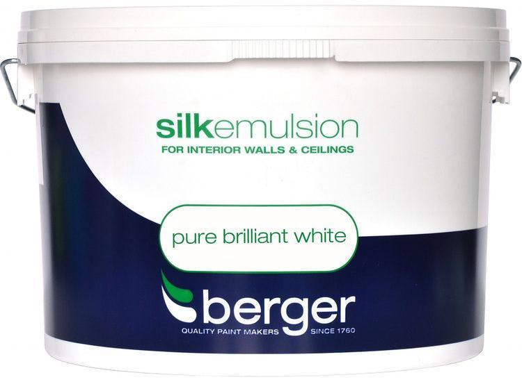 Berger Vinyl Silk Emulsion Paint Pure Brilliant White 10L Pack of 2