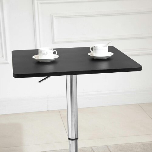 Wyld Haus Eltani Metal And Wooden Black And Silver H8 Adjustable Swivel Bar Table