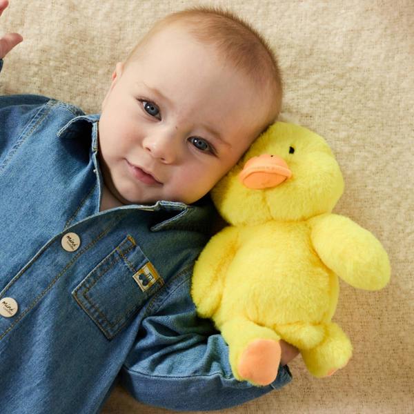 Mini Cuddles Baby Boys Cotton Button Front Full Sleeve Denim Romper Casual Wear, Dark Wash Blue