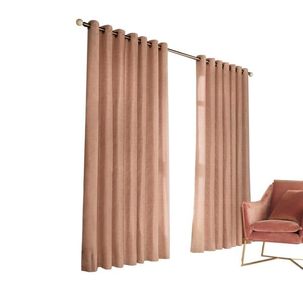 Furn Himalaya Jacquard Design Eyelet Curtains (Pair) - Blush Pink