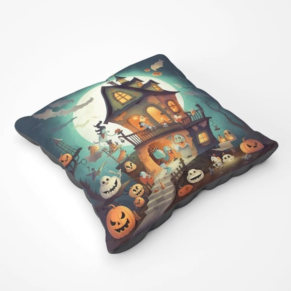 Warren Reed Illustrations A Whimsical Haunted House Floor Cushion