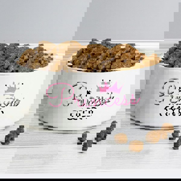 Personalised Memento Company Personalised Princess 15cm Medium Ceramic White Pet Bowl