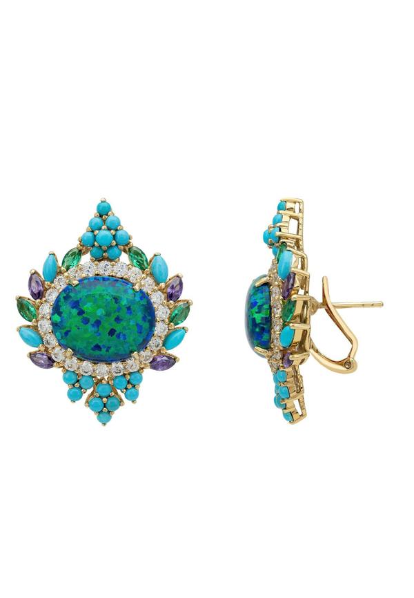 Latelita Francesca Blue Opal Stud Earrings Gold
