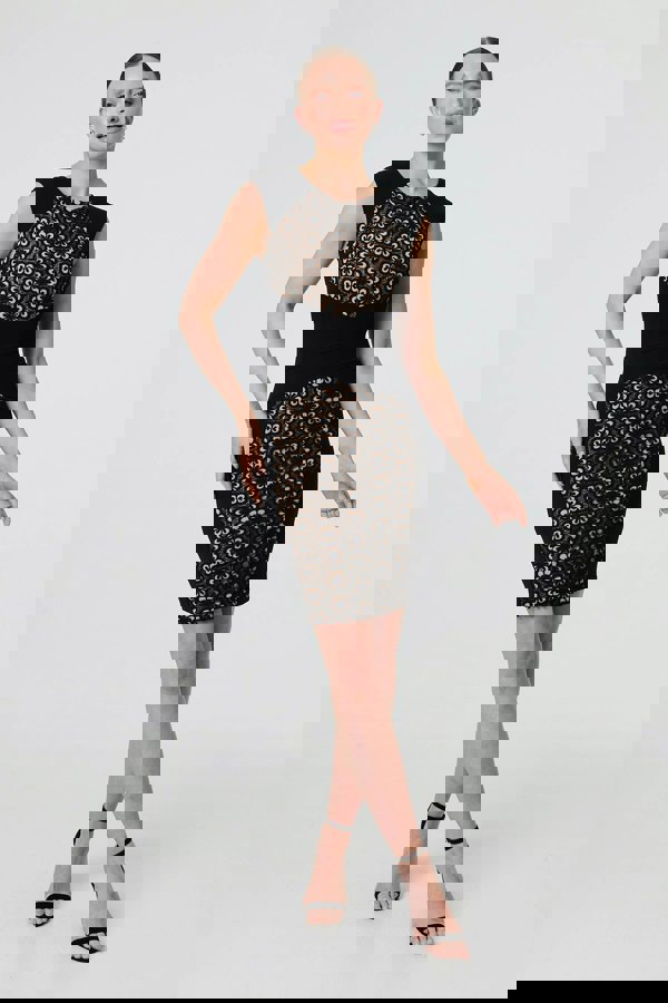 Black | Floral Sleeveless Short Bodycon Dress
