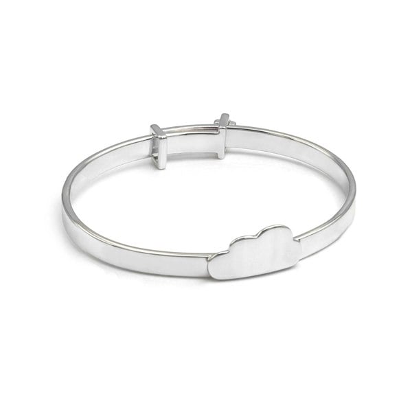 Say It With Baby Engraved Cloud & Cross Bangle - Sterling Silver