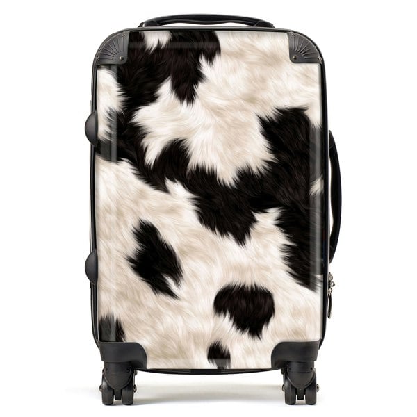 Warren Reed Black And White Cow High Print Suitcase