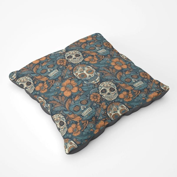 Warren Reed Dia De Los Muertos Skulls Pattern Floor Cushion