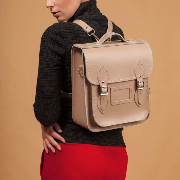 Zatchels Handmade Leather City Backpack - Iced Coffee