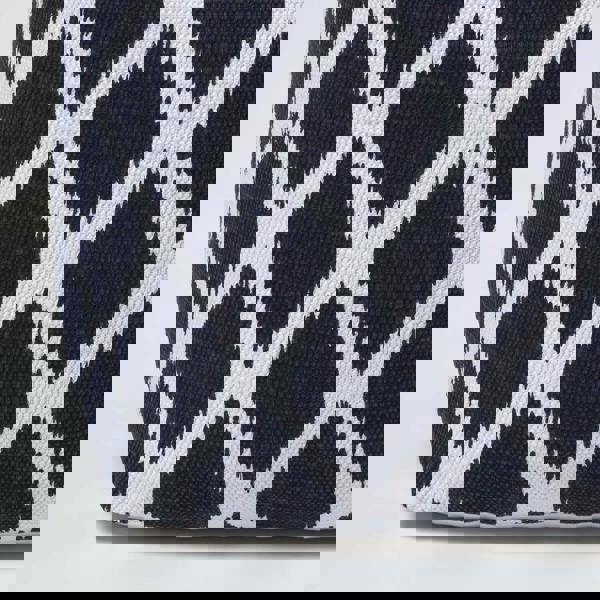 HOMESCAPES Ikat Design Blue and Natural Colour Bean Filled Pouffe