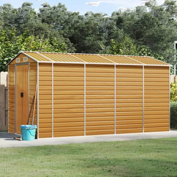 Berkfield Garden Shed Light Brown 191x385x198 cm Galvanised Steel