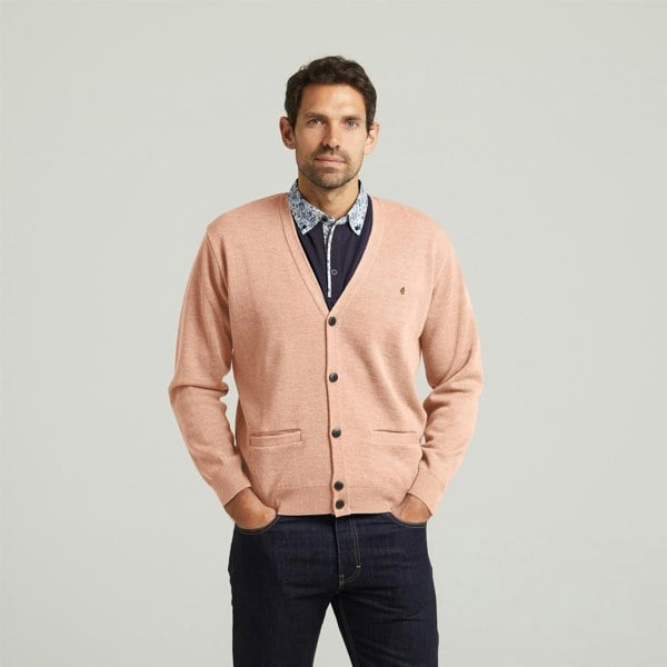 Gabicci G54K02 Mens Plain Vee Kneck Cardigan Gabicci Classic - PEACH