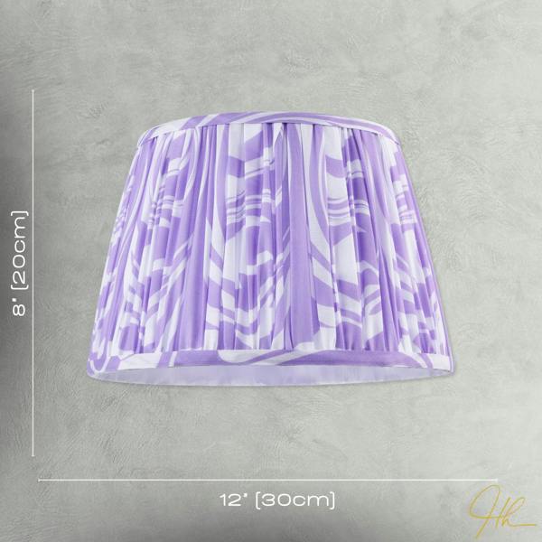 Modern Lilac Pleated Cotton Fabric Lamp Shade with Wavy Lines Design Image 7