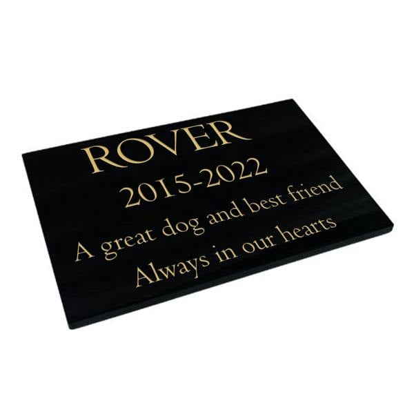 Memorials Direct Dog Memorial Plaque – Plain Solid Premium Black Granite - Available in Standard & Large Sizes