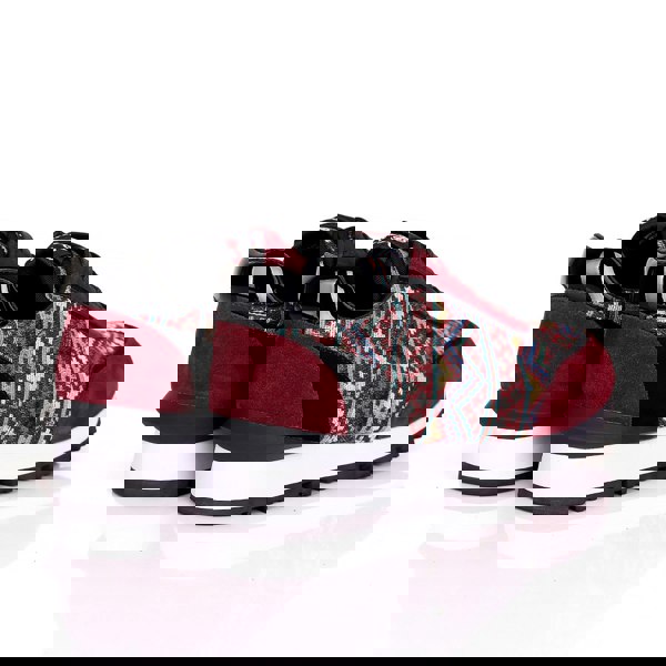 David WeJ Ethnic Print Smart Trainers - Wine