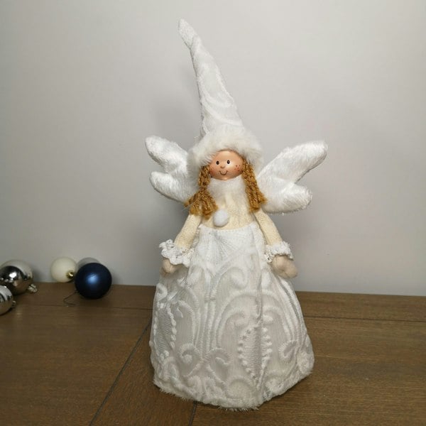 Samuel Alexander 35cm Premier Christmas Tree Top Angel Decoration in White