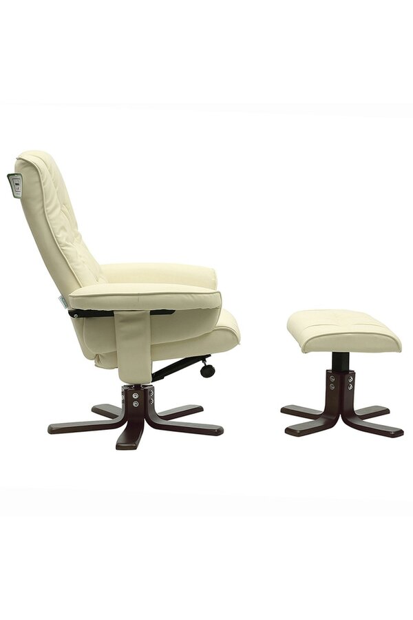 Living and Home PU Leather Swivel Chair Recliner Armchair With Footstool
