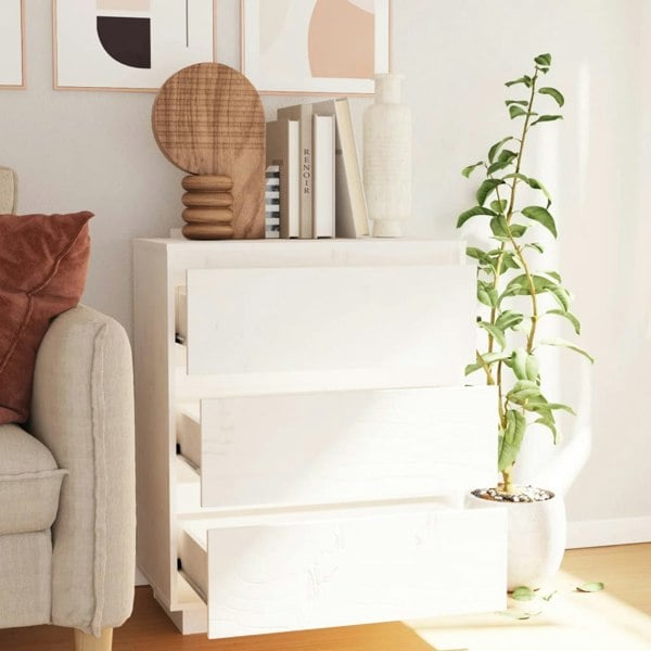 Berkfield Sideboard White 60x34x75 cm Solid Wood Pine