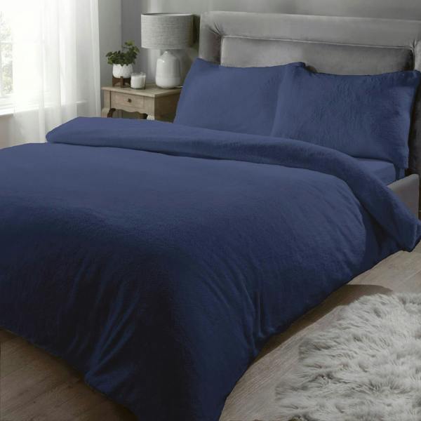 Fleece Navy Duvet Cover Set