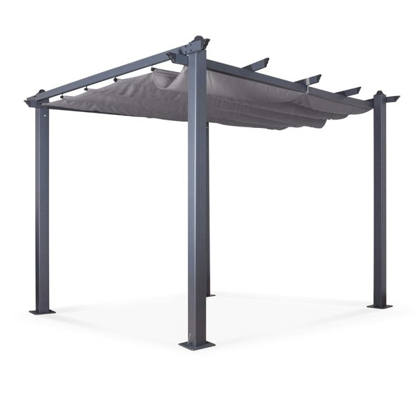 Oseasons Acorn Aluminium 3m Square Pergola Gazebo in Grey