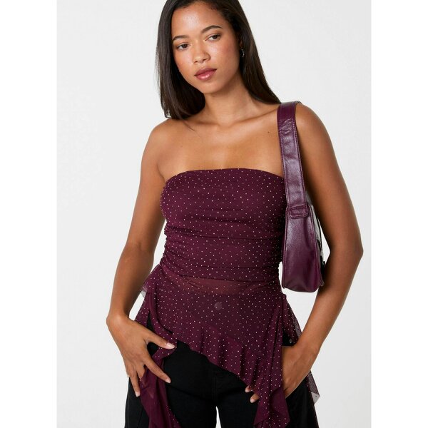 Pink Vanilla Asymmetric Diamante Bandeau Top