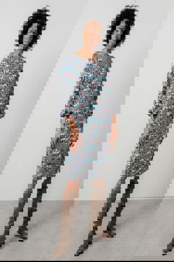 Lily & Me Lotty Fluted Sleeve Shift Dress Sea Mist