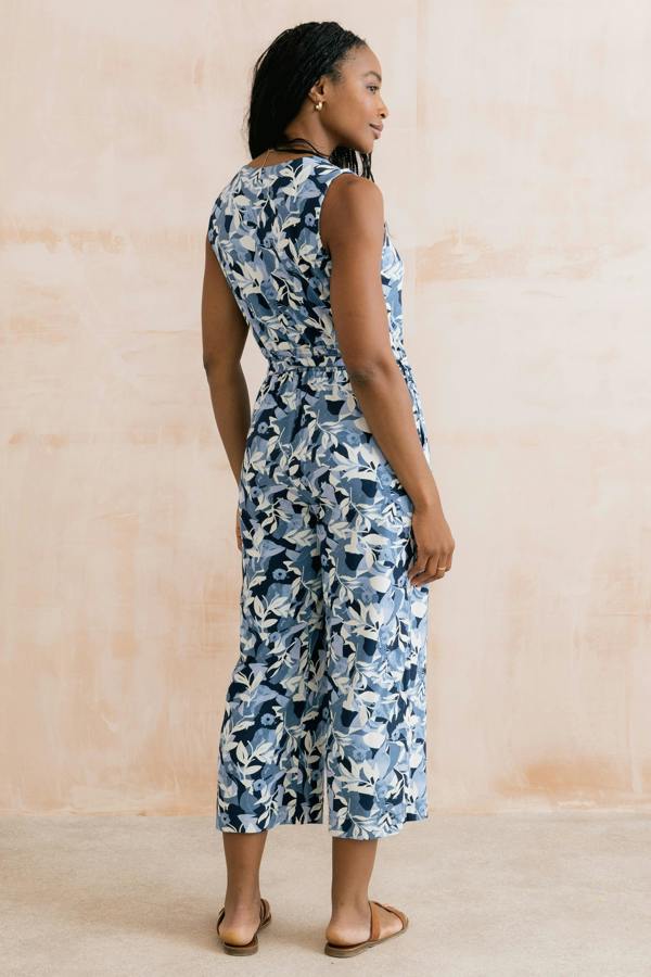Lily & Me Allium Printed Jersey Jumpsuit Navy