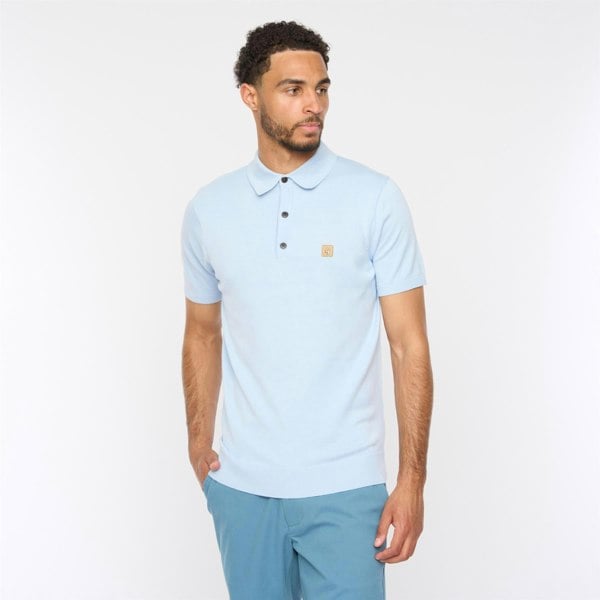 Gabicci V54GK04 Mens Jackson Short Sleeve Plain Knitted Polo Gabicci Vintage - AZURE
