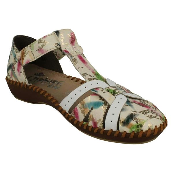 Rieker Ladies Rieker Cut Out Detailed T-Bar Summer Shoes M1650
