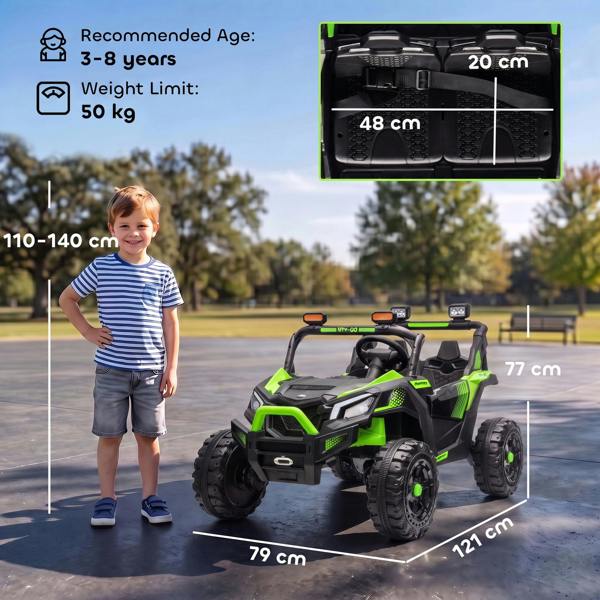 AIYAPLAY 24V 2 Seater Ride On Truck Car for Big Kids with Remote, Green, Black