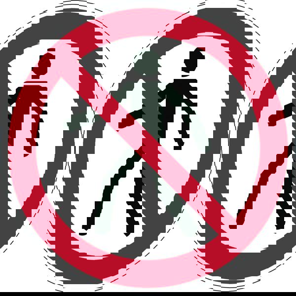 Durable Adhesive ISO "Pedestrians Prohibited" Sign Safety Floor Sticker | 43cm