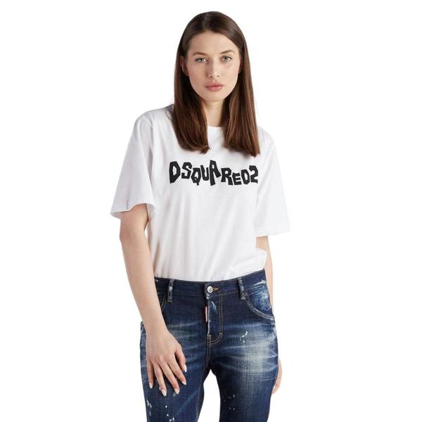 DSQUARED2 Contrast Brand Logo White  T-Shirt XS