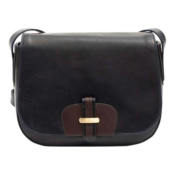 Front view of Navy Leather Shoulder bag