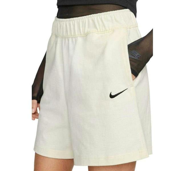 Nike Womens/Ladies Jersey High Rise Loose Fit Shorts - Cream - 